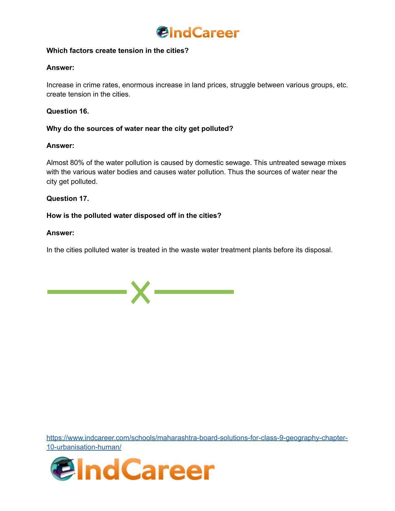 Maharashtra Board Solutions for Class 9- Geography: Chapter 10- Urbanisation Human - Page 35
