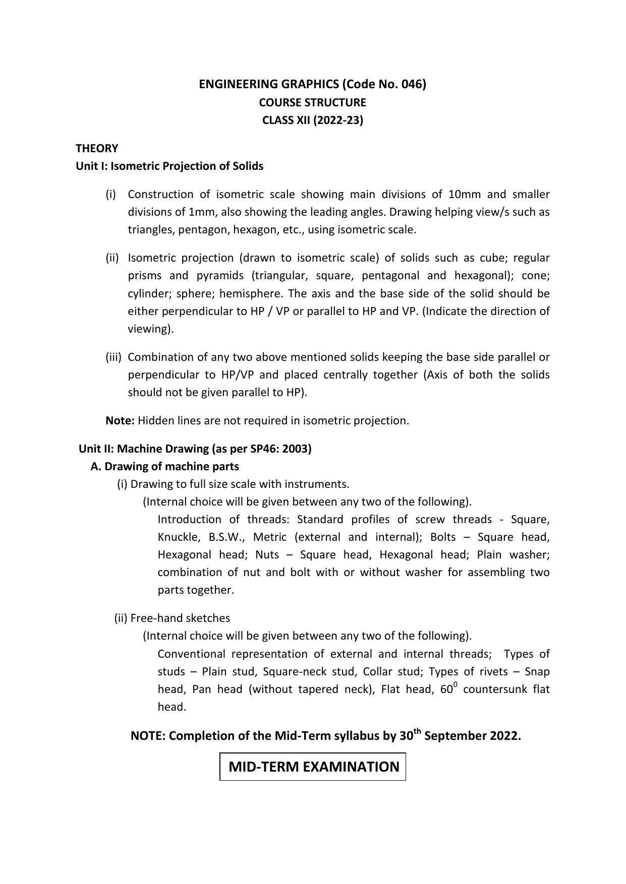 Edudel Class 12 Engineering Graphics	 Syllabus - Page 1