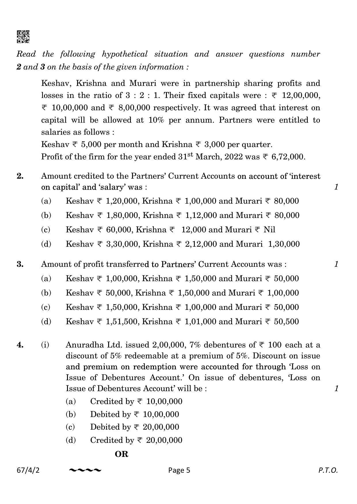 CBSE Class 12 67-4-2 Accountancy 2023 Question Paper - Page 5