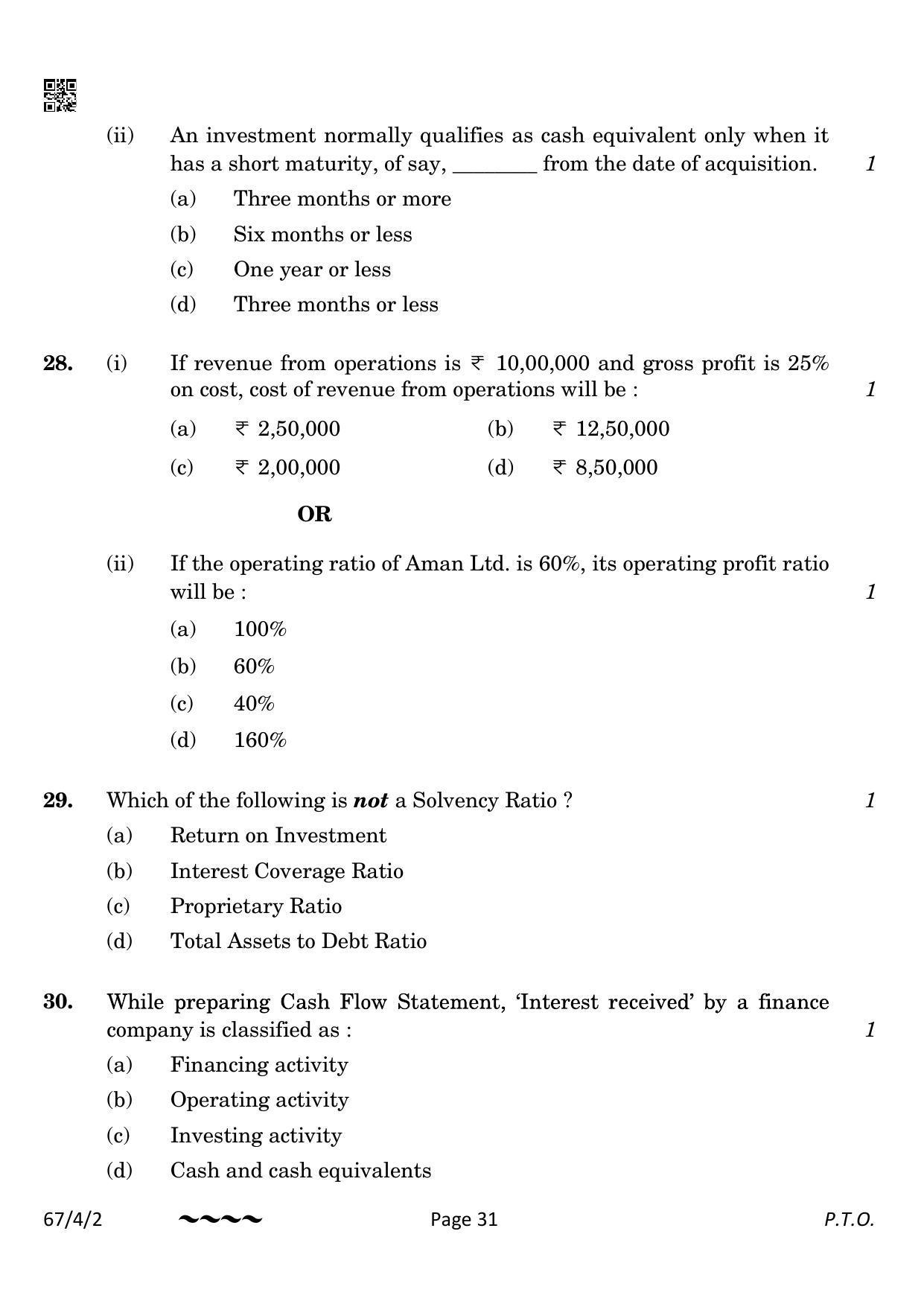 CBSE Class 12 67-4-2 Accountancy 2023 Question Paper - Page 31