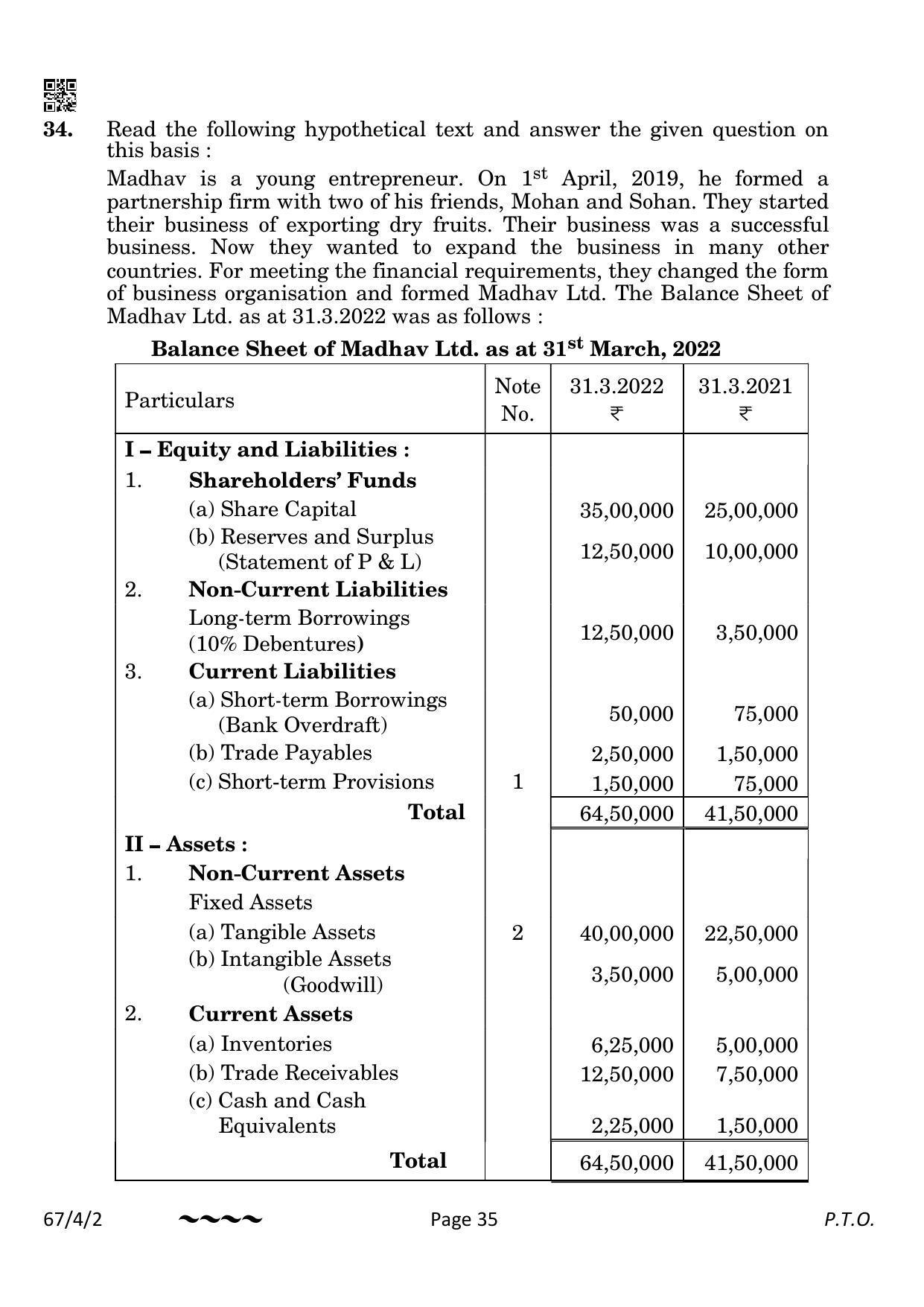 CBSE Class 12 67-4-2 Accountancy 2023 Question Paper - Page 35