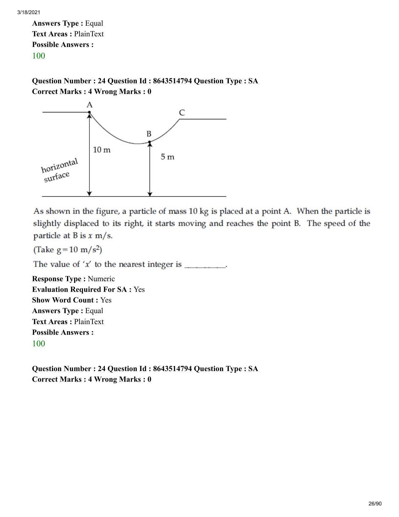 JEE Mains 2021: BTech EB (Shift 1) 18-03-2021 Question Paper - Page 26