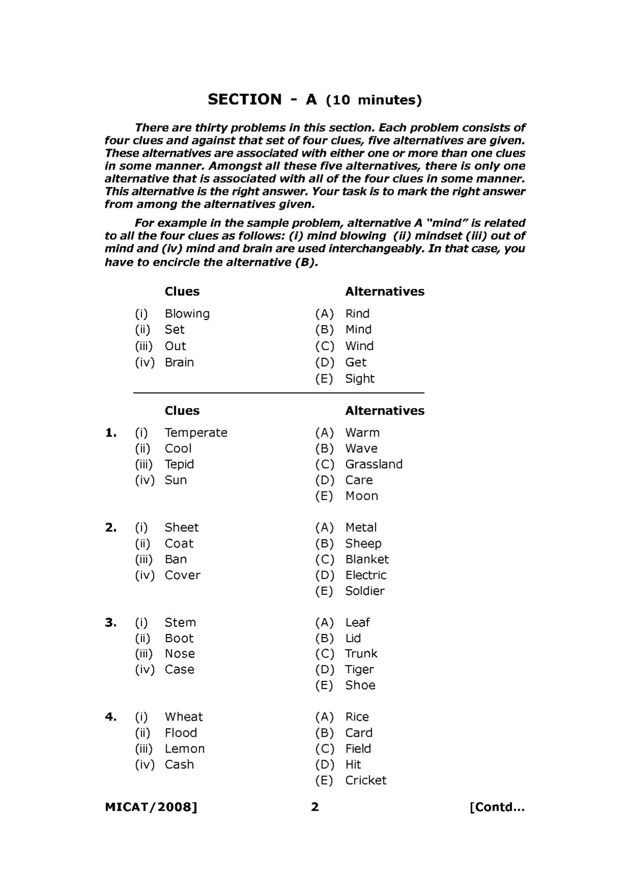 MICAT Sample Questions 2008-10 - Page 2