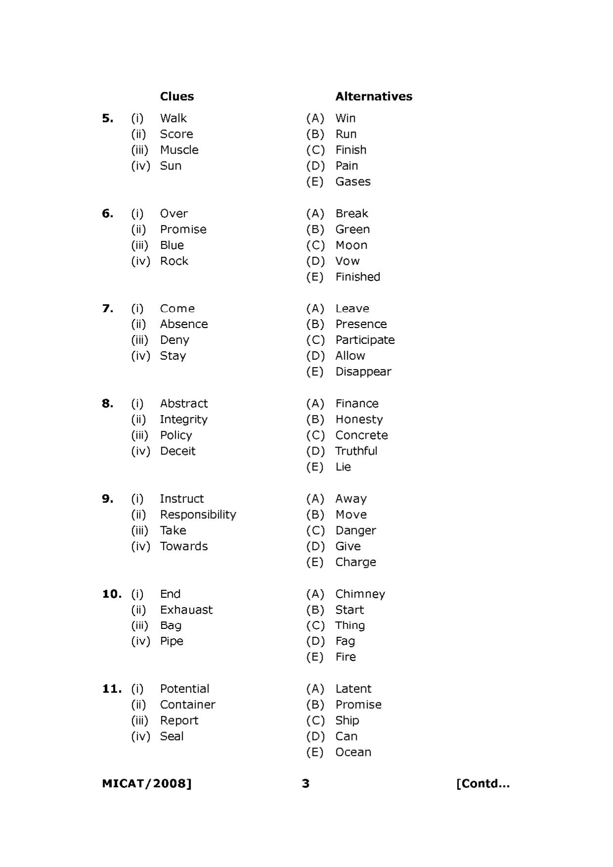 MICAT Sample Questions 2008-10 - Page 3