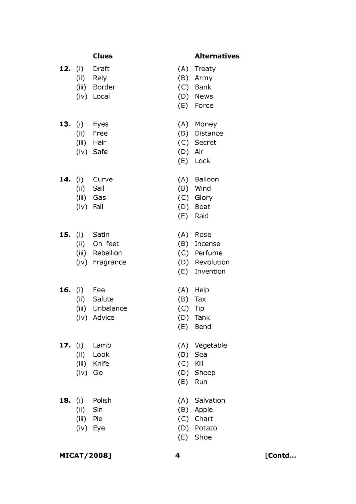 MICAT Sample Questions 2008-10 - Page 4