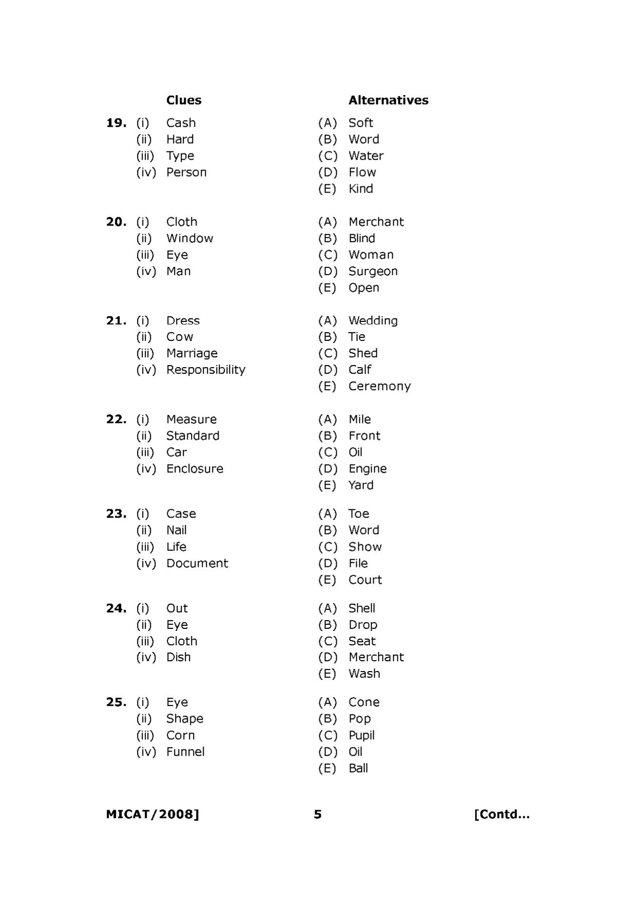 MICAT Sample Questions 2008-10 - Page 5