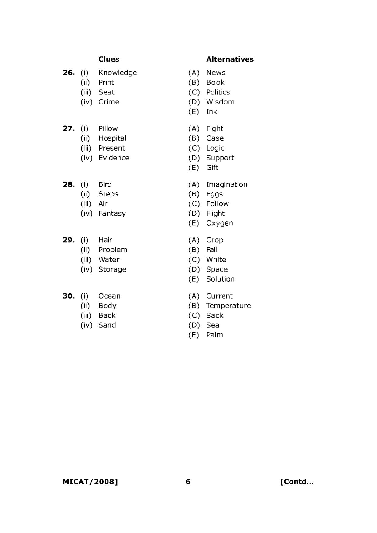 MICAT Sample Questions 2008-10 - Page 6