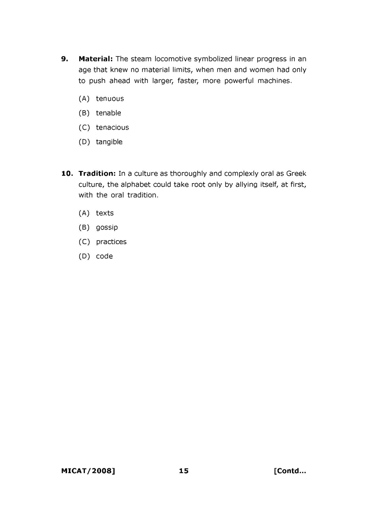 MICAT Sample Questions 2008-10 - Page 15