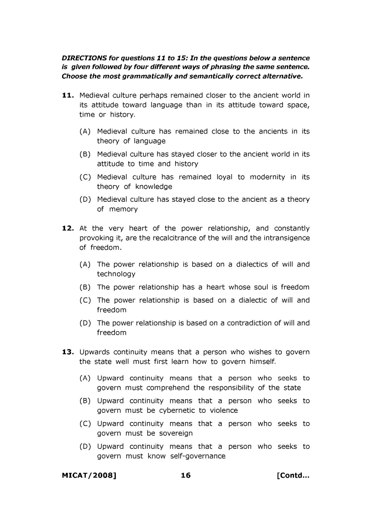 MICAT Sample Questions 2008-10 - Page 16
