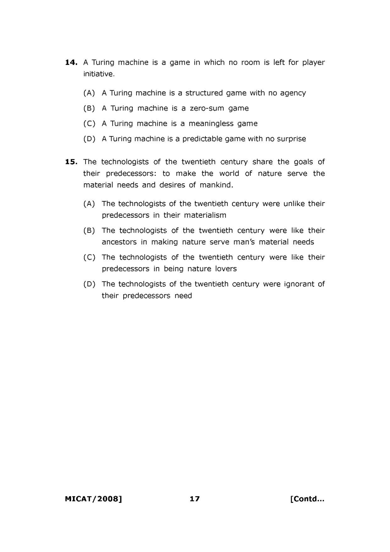 MICAT Sample Questions 2008-10 - Page 17