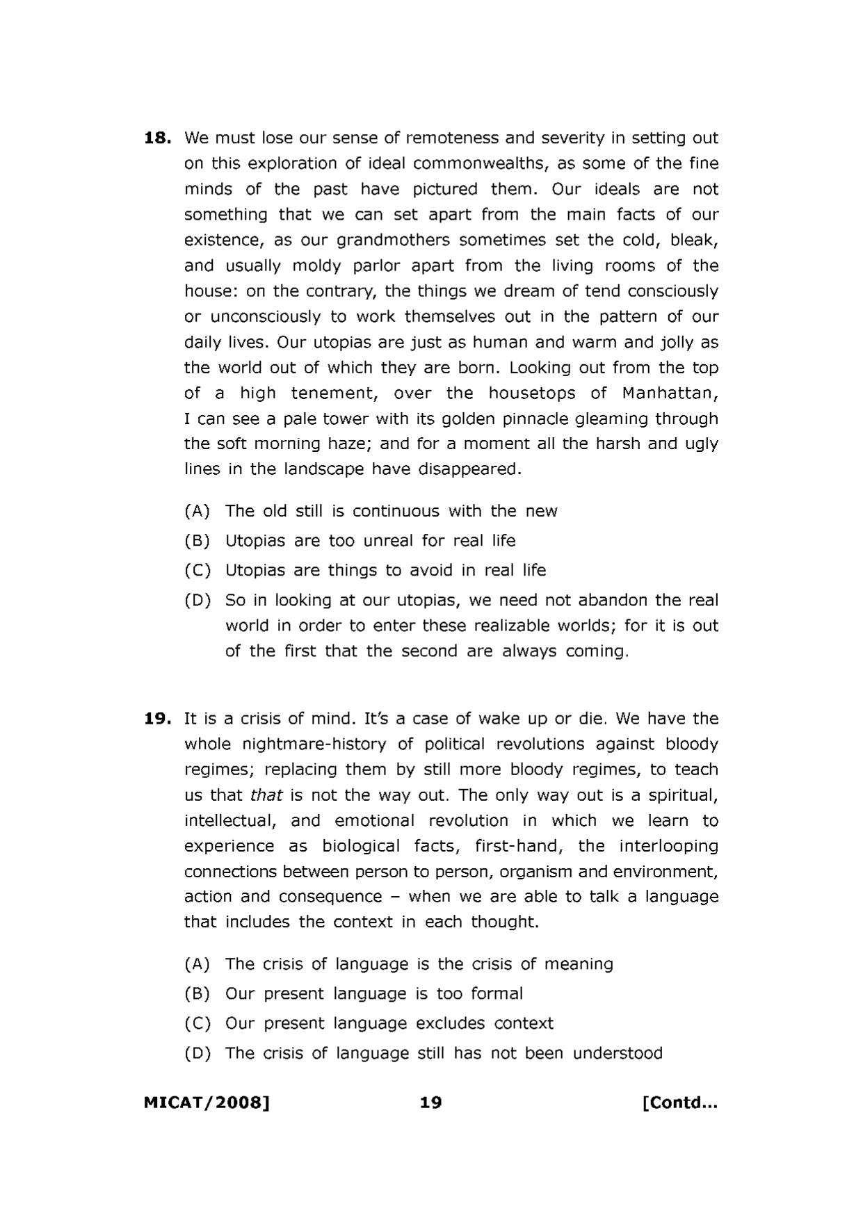 MICAT Sample Questions 2008-10 - Page 19
