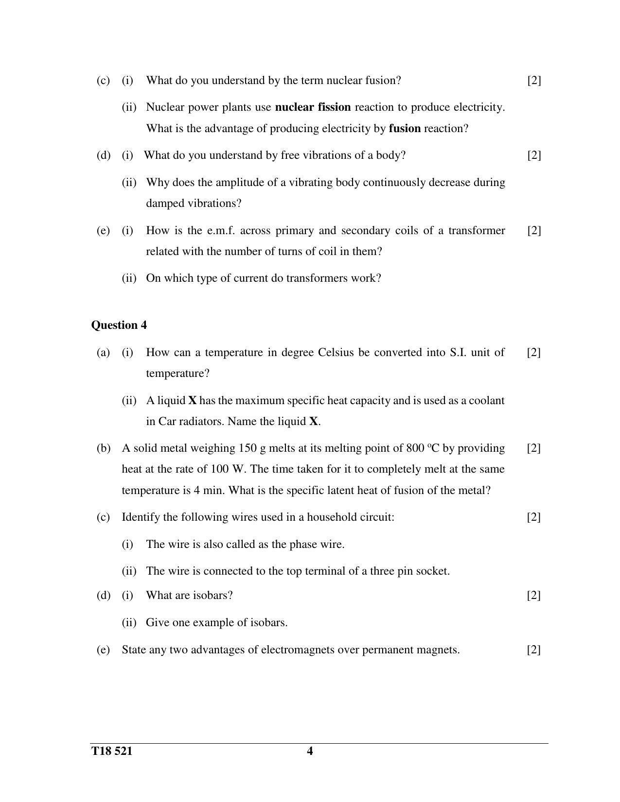 ICSE Class 10 Science Paper 1 (Physics) 2018 Question Paper - Page 4