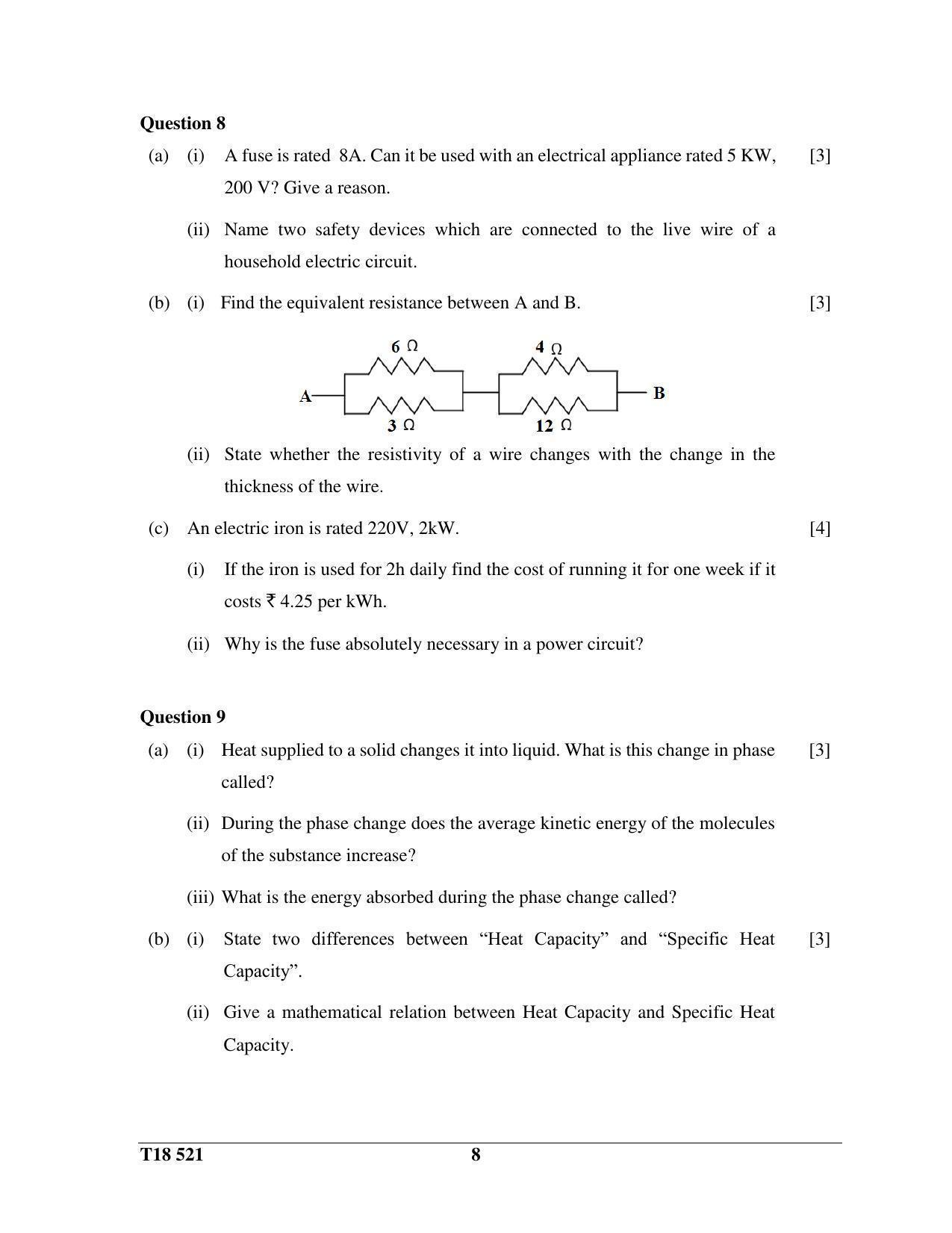 ICSE Class 10 Science Paper 1 (Physics) 2018 Question Paper - Page 8