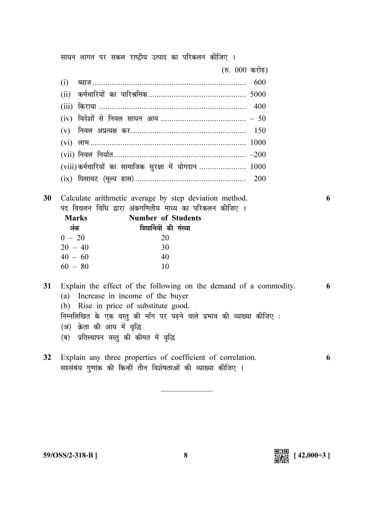 NIOS October 2019 Class 12 Economics (SET B) Question Paper - Page 8