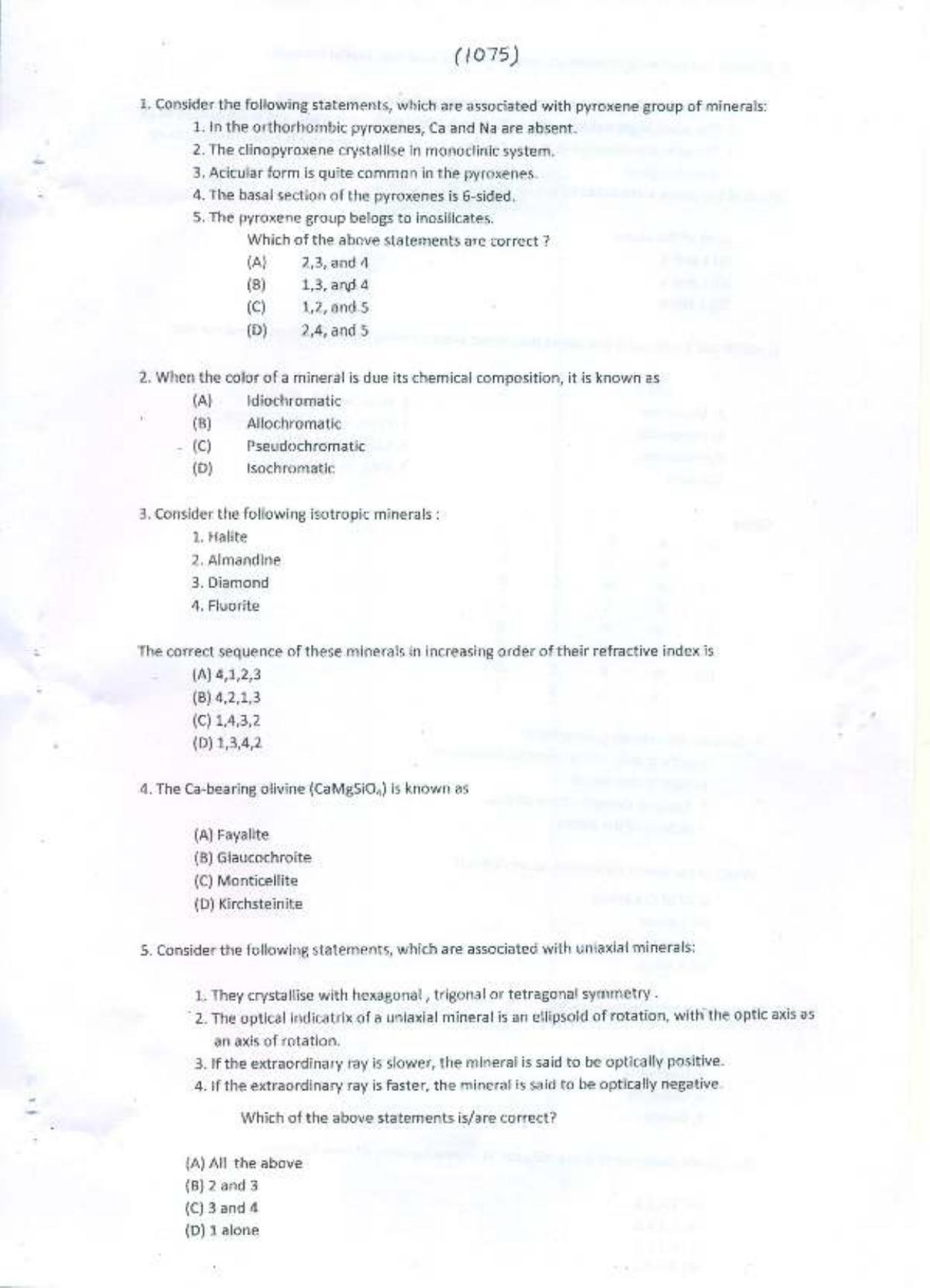 PU MPET Geology 2015 Question Paper - Page 2