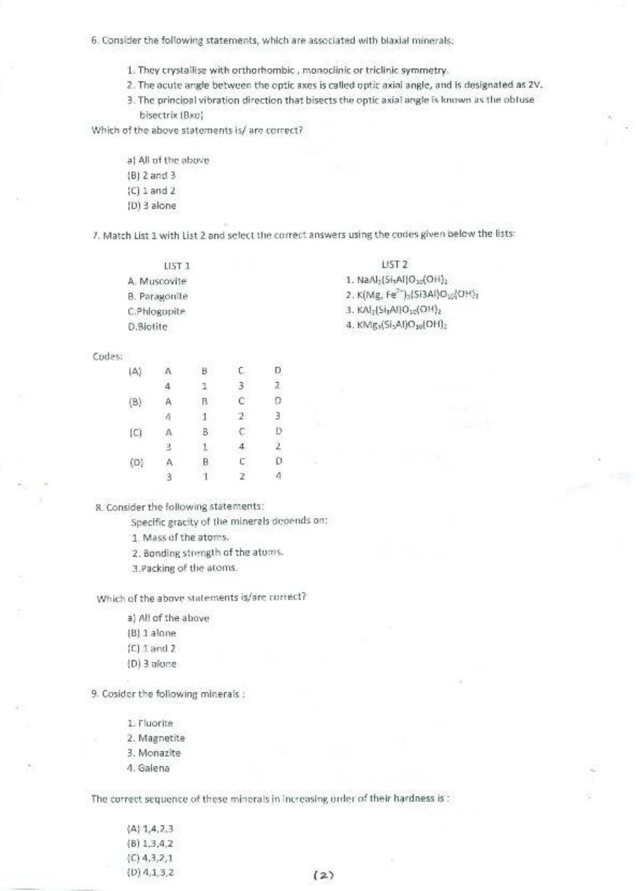 PU MPET Geology 2015 Question Paper - Page 3