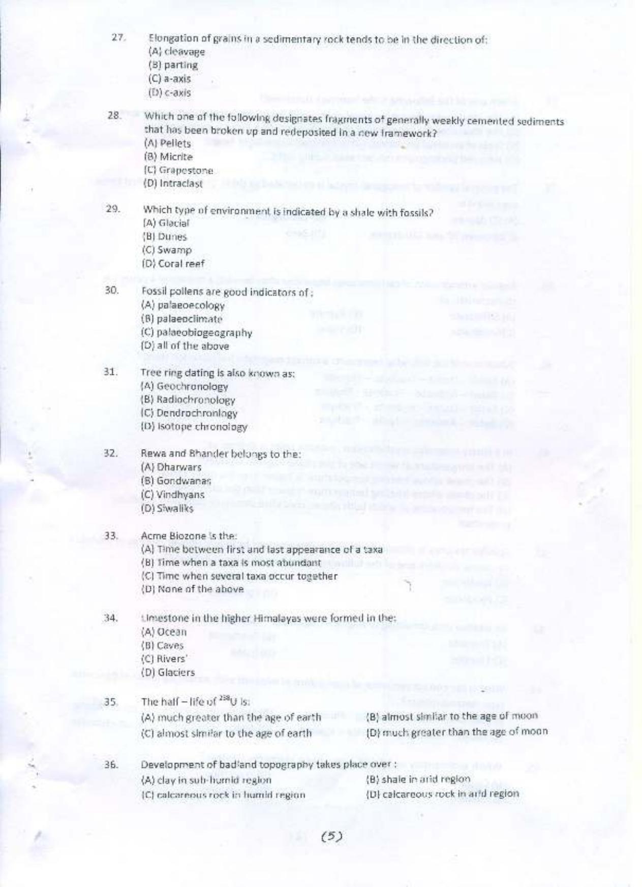 PU MPET Geology 2015 Question Paper - Page 6