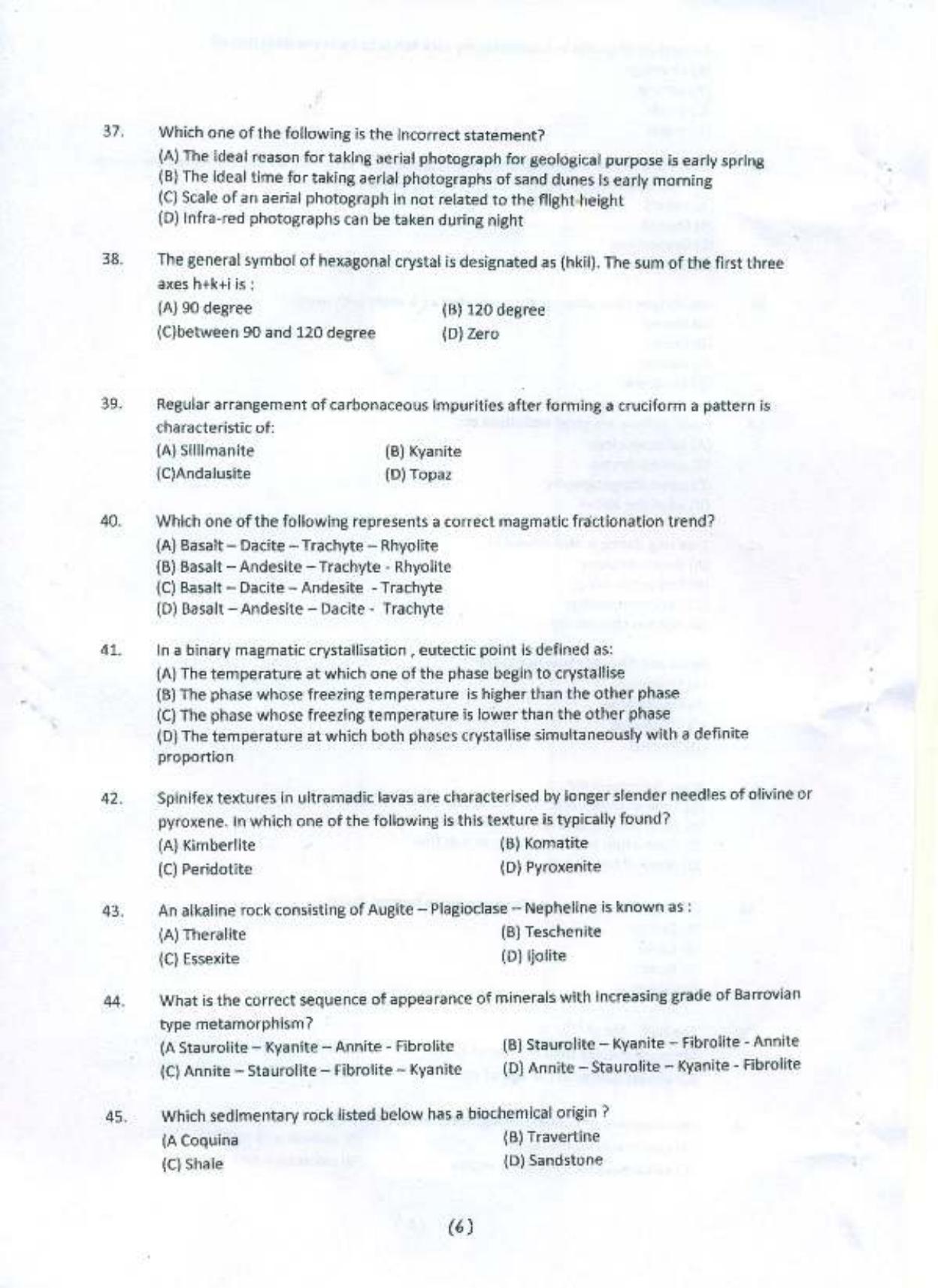 PU MPET Geology 2015 Question Paper - Page 7