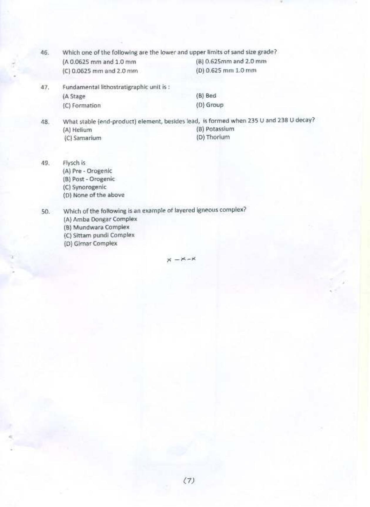 PU MPET Geology 2015 Question Paper - Page 8