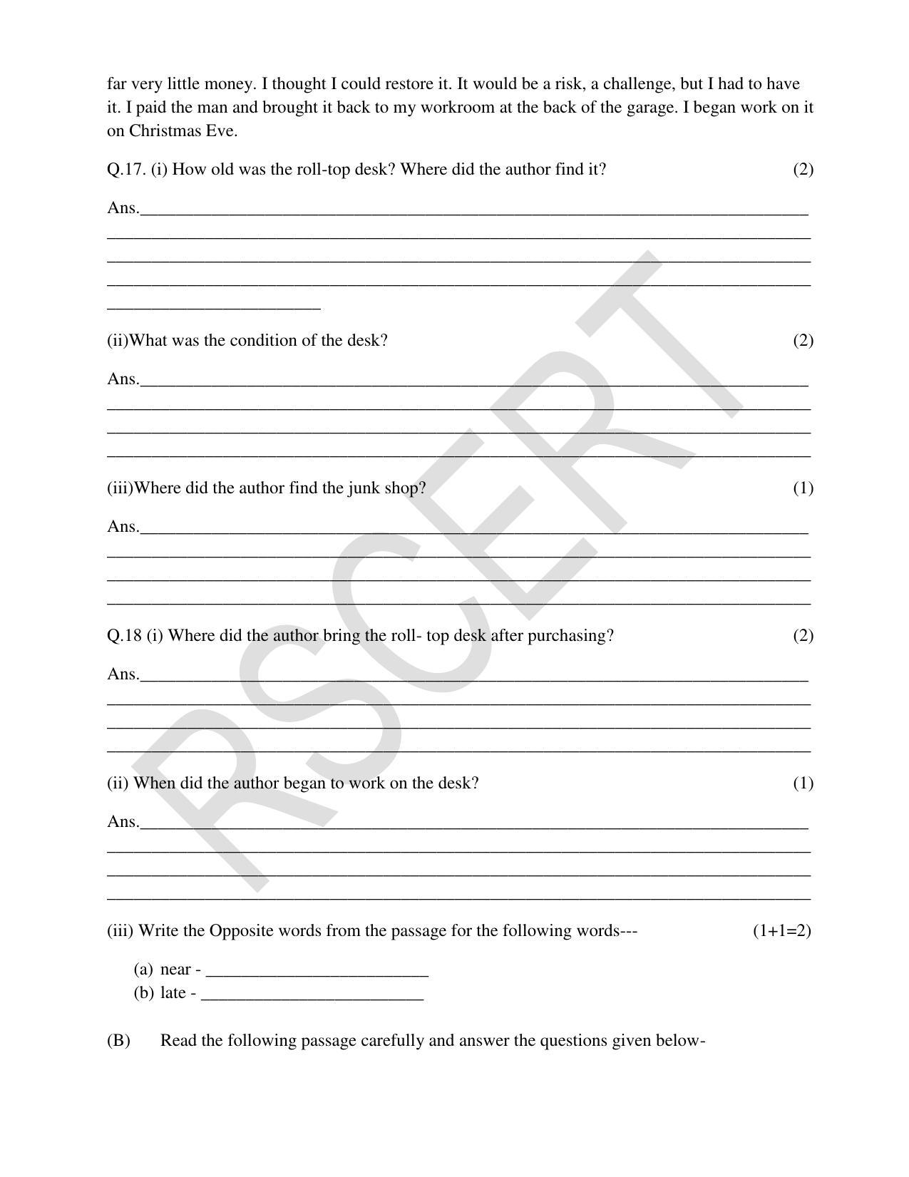 RBSE Class 8 Hindi & English Sample Paper 2023 - Page 8