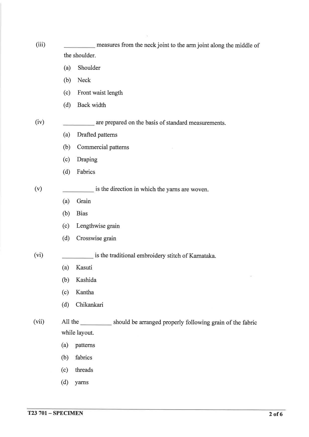 ICSE Class 10 Fashion Designing Sample Paper 2023 - Page 2
