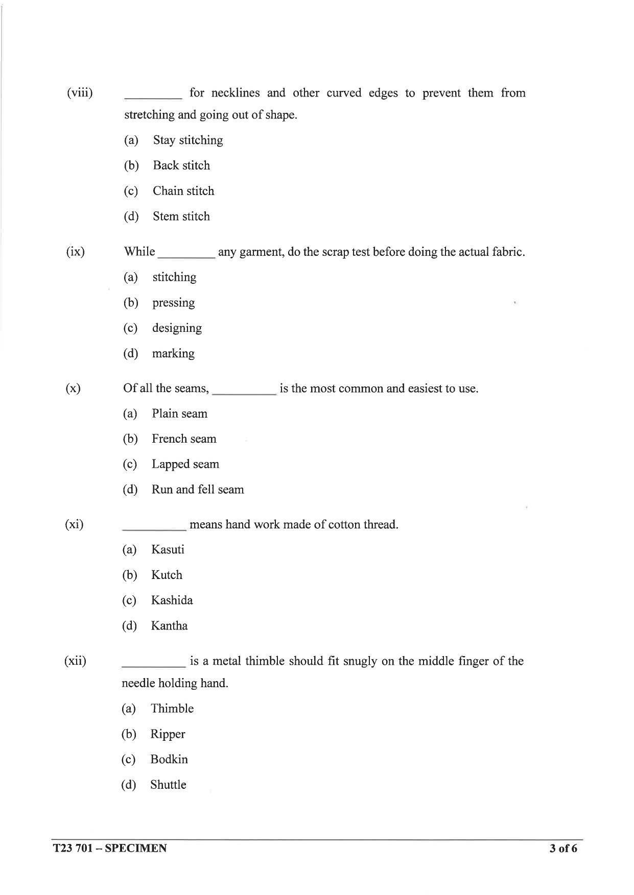 ICSE Class 10 Fashion Designing Sample Paper 2023 - Page 3