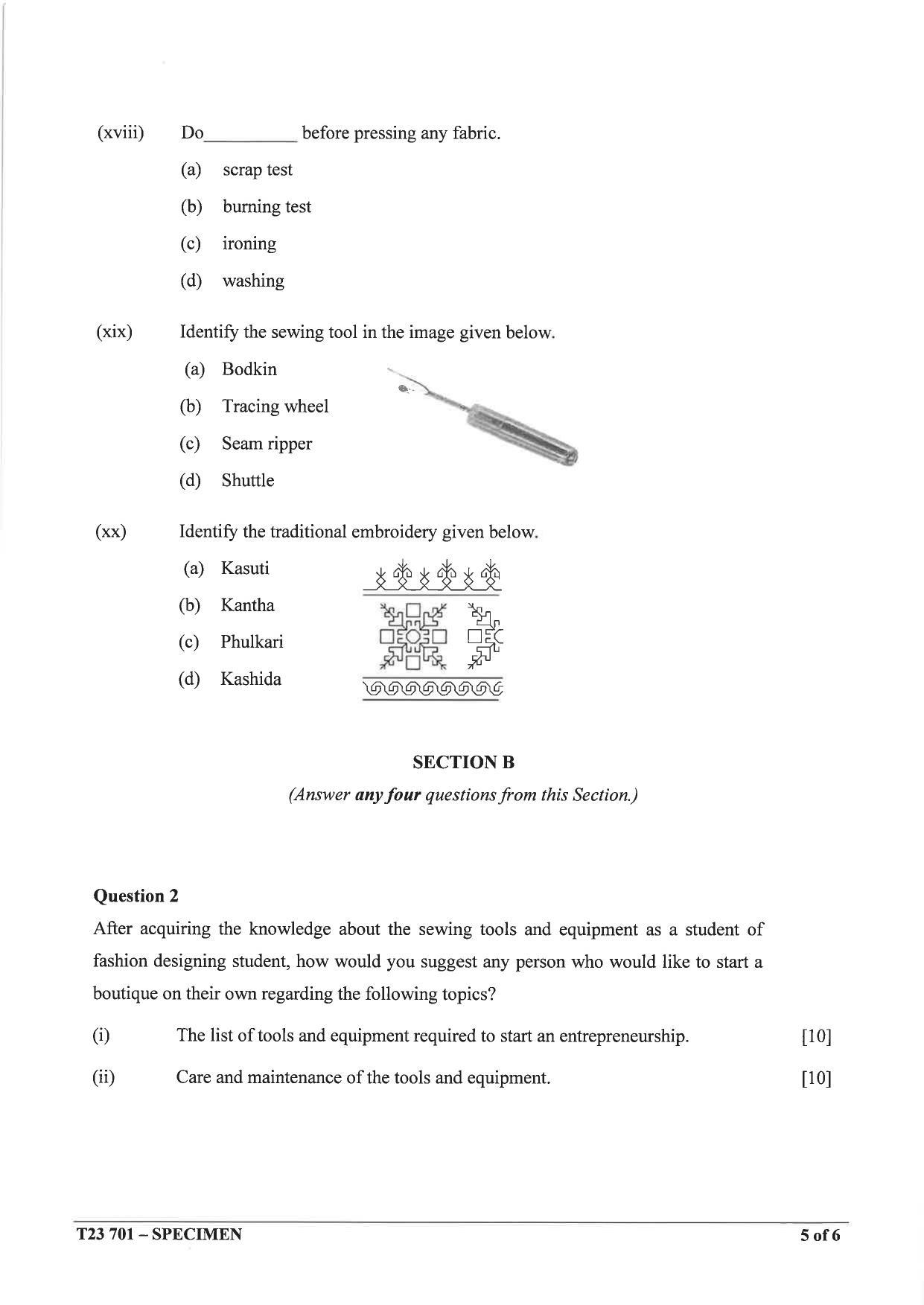 ICSE Class 10 Fashion Designing Sample Paper 2023 - Page 5