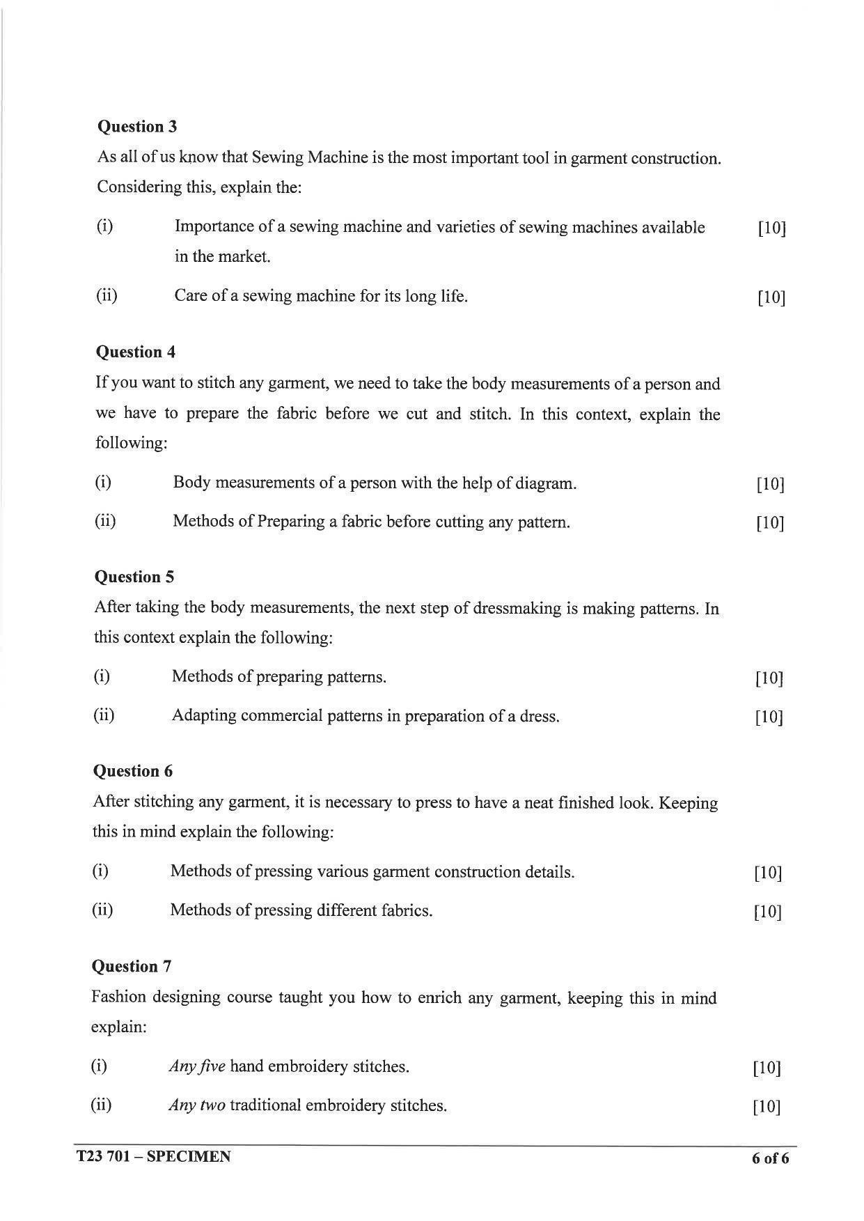 ICSE Class 10 Fashion Designing Sample Paper 2023 - Page 6