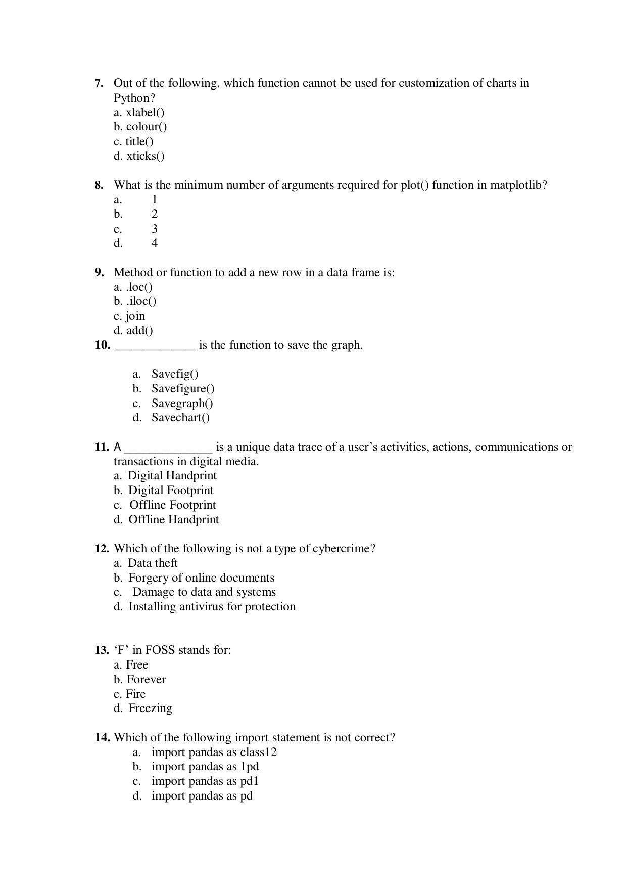 CBSE Class 12th Informatics Practices Sample Question Paper 2021-22 - Page 2