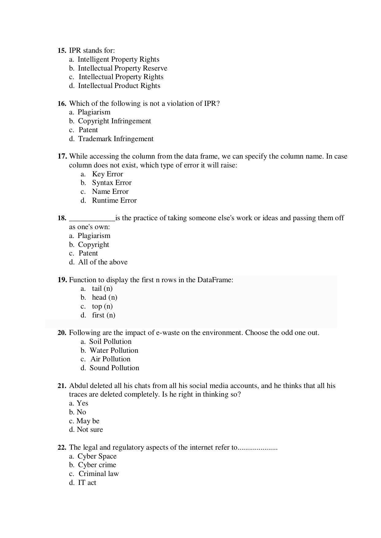 CBSE Class 12th Informatics Practices Sample Question Paper 2021-22 - Page 3