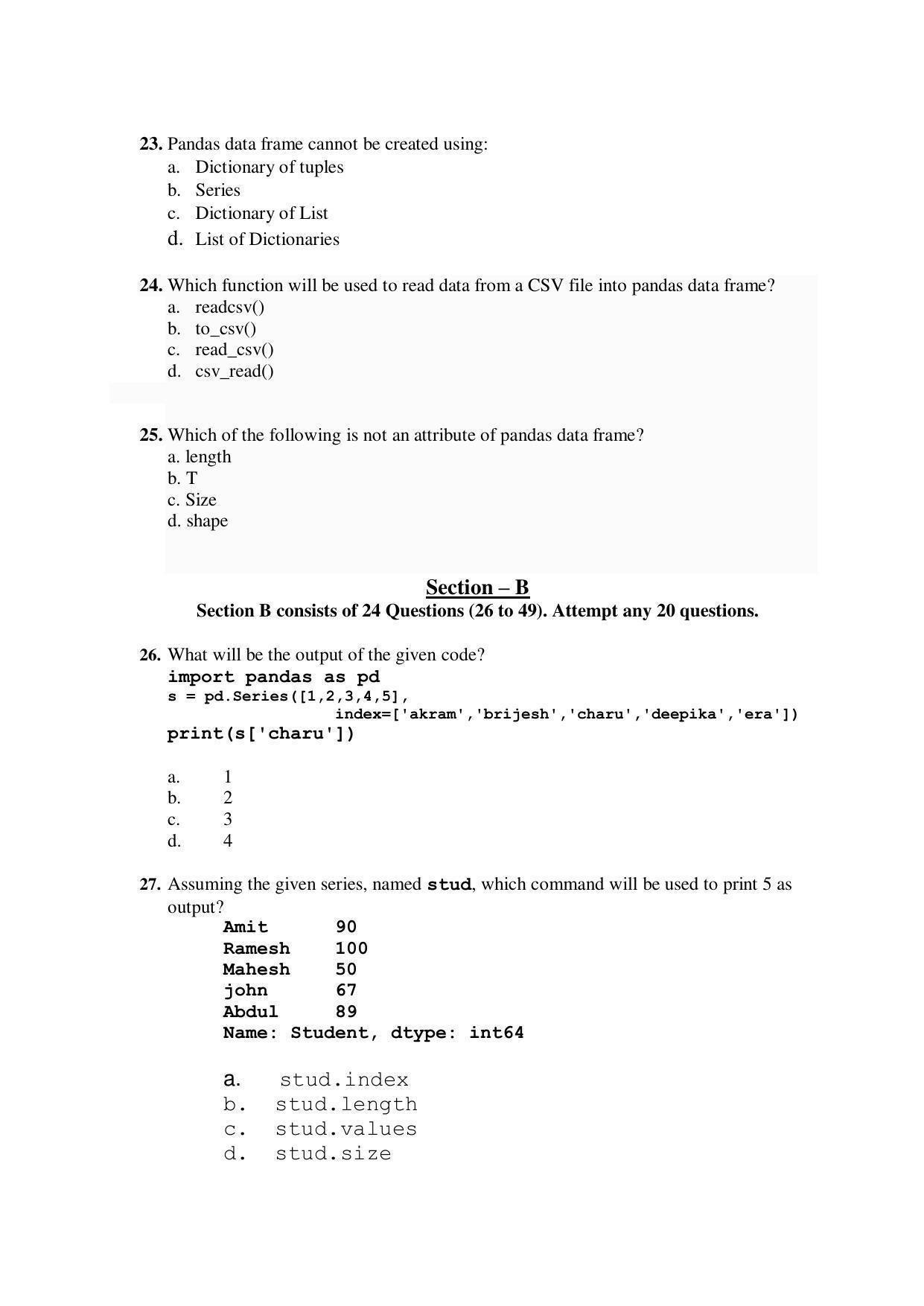 CBSE Class 12th Informatics Practices Sample Question Paper 2021-22 - Page 4
