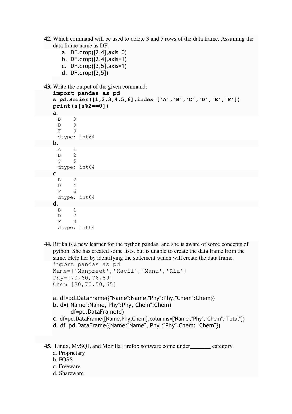 CBSE Class 12th Informatics Practices Sample Question Paper 2021-22 - Page 9