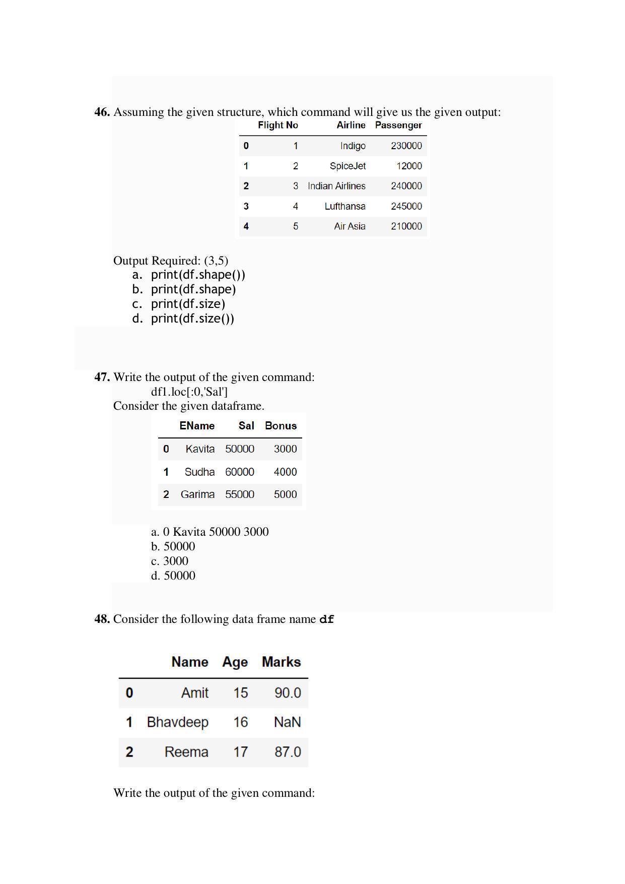 CBSE Class 12th Informatics Practices Sample Question Paper 2021-22 - Page 10