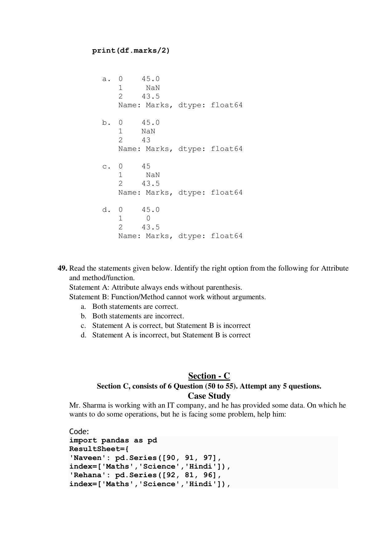 CBSE Class 12th Informatics Practices Sample Question Paper 2021-22 - Page 11
