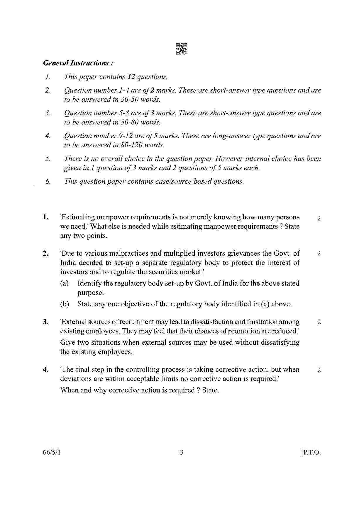 CBSE Class 12 66-5-1 Business Studies 2022 Question Paper - Page 3