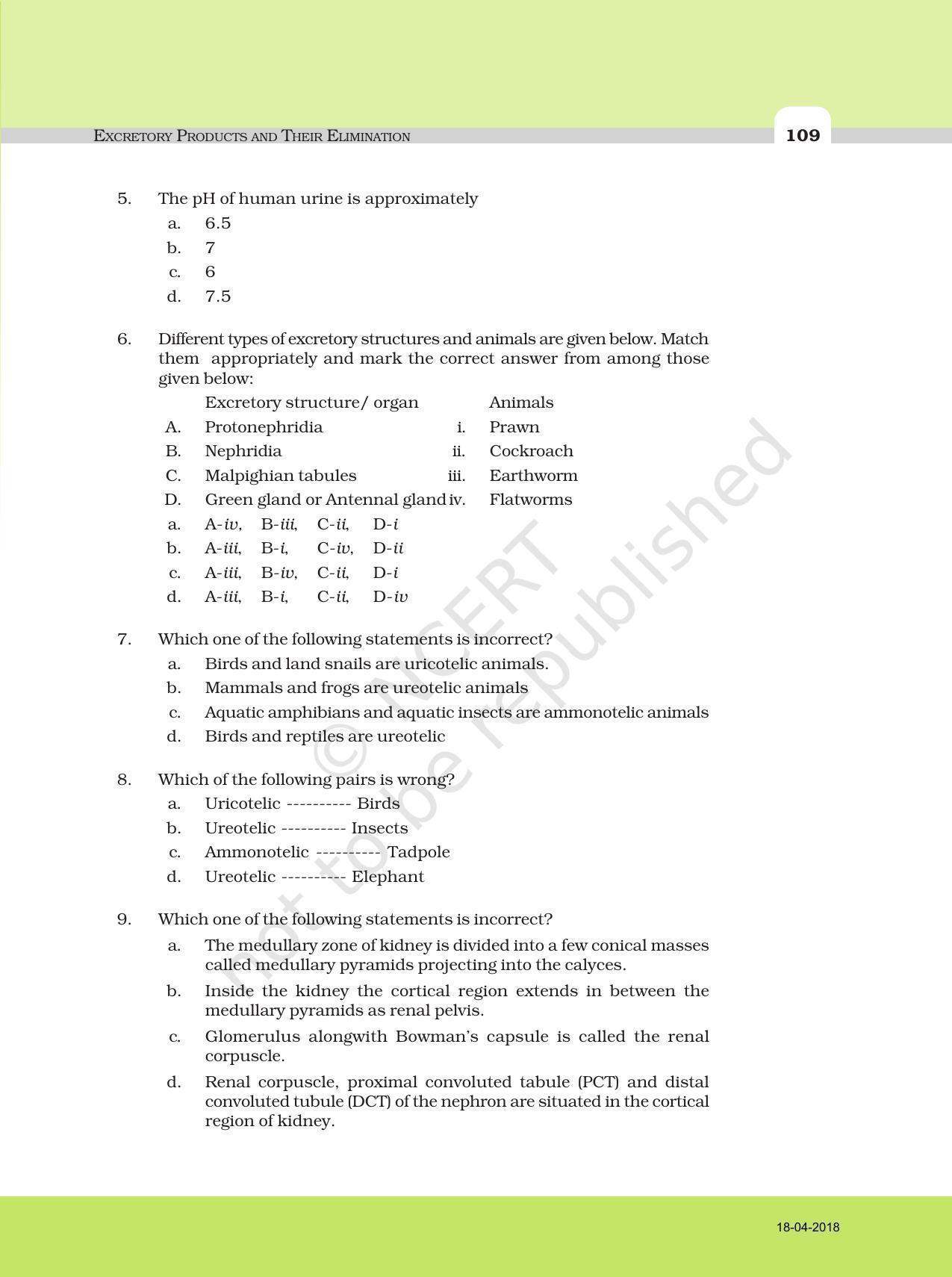 NCERT Exemplar Book for Class 11 Biology: Chapter 19 Excretory Products and their Elimination - Page 2