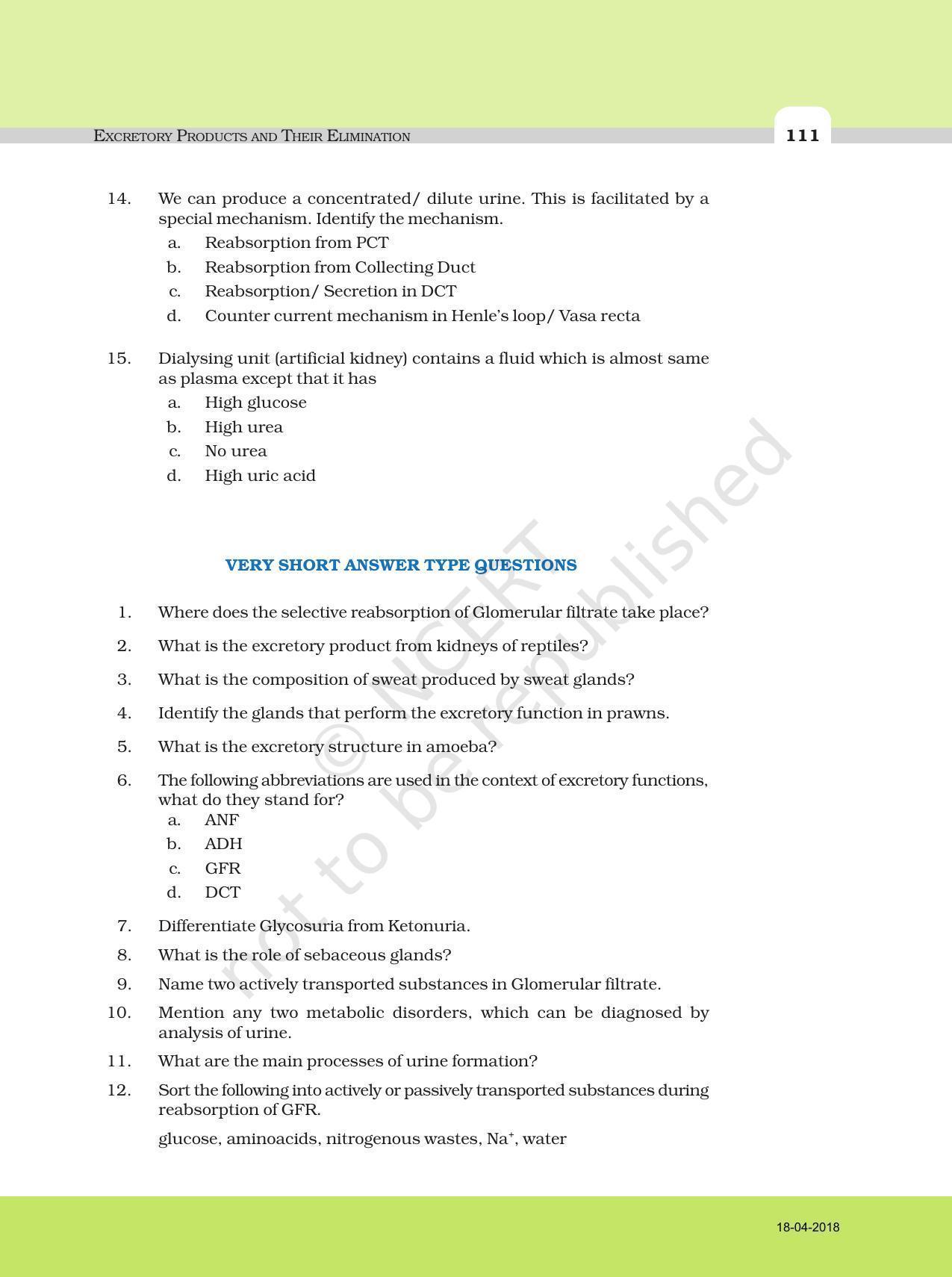 NCERT Exemplar Book for Class 11 Biology: Chapter 19 Excretory Products and their Elimination - Page 4