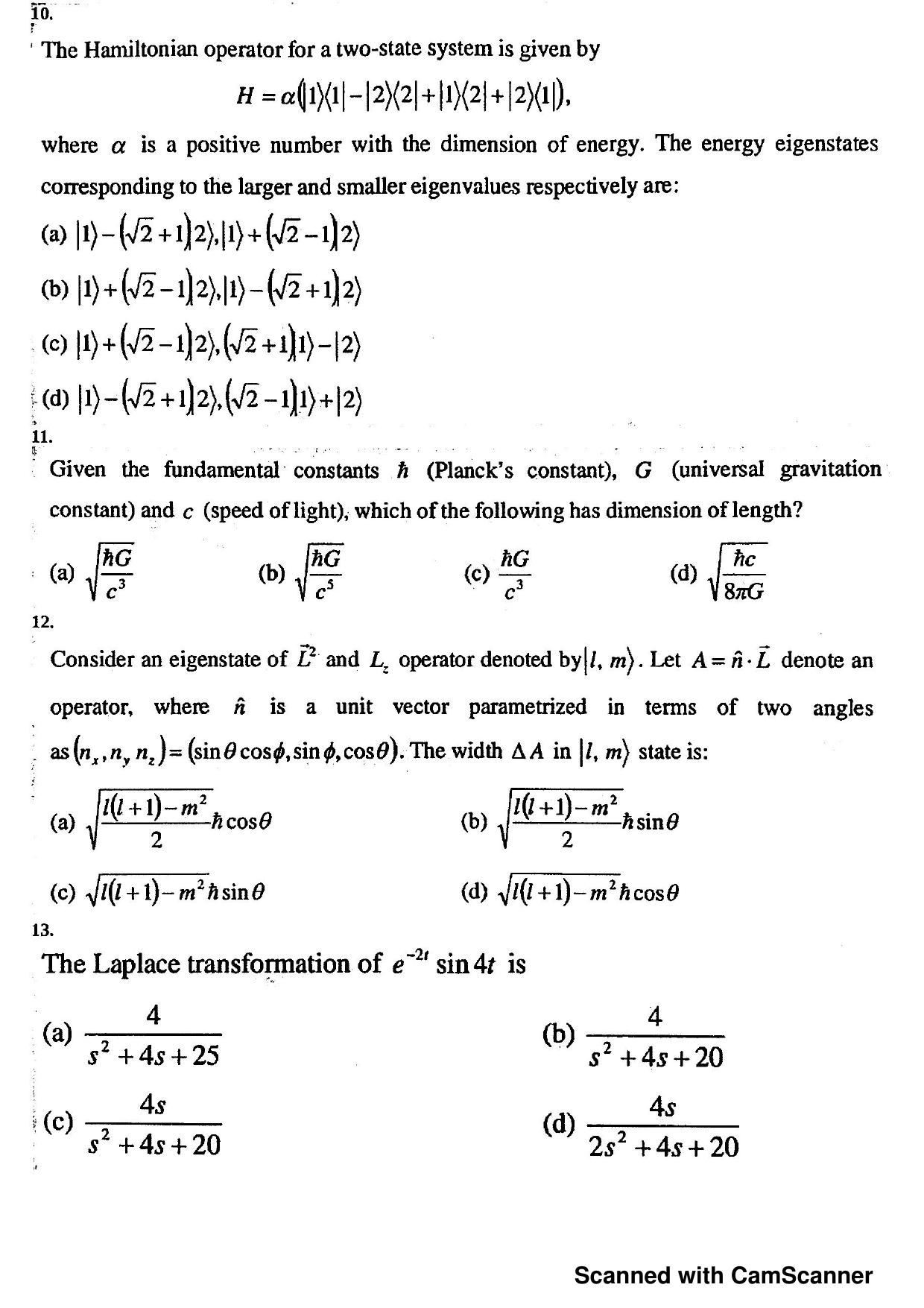 JEST 2014 Physics Question Paper with Answer key - Page 3
