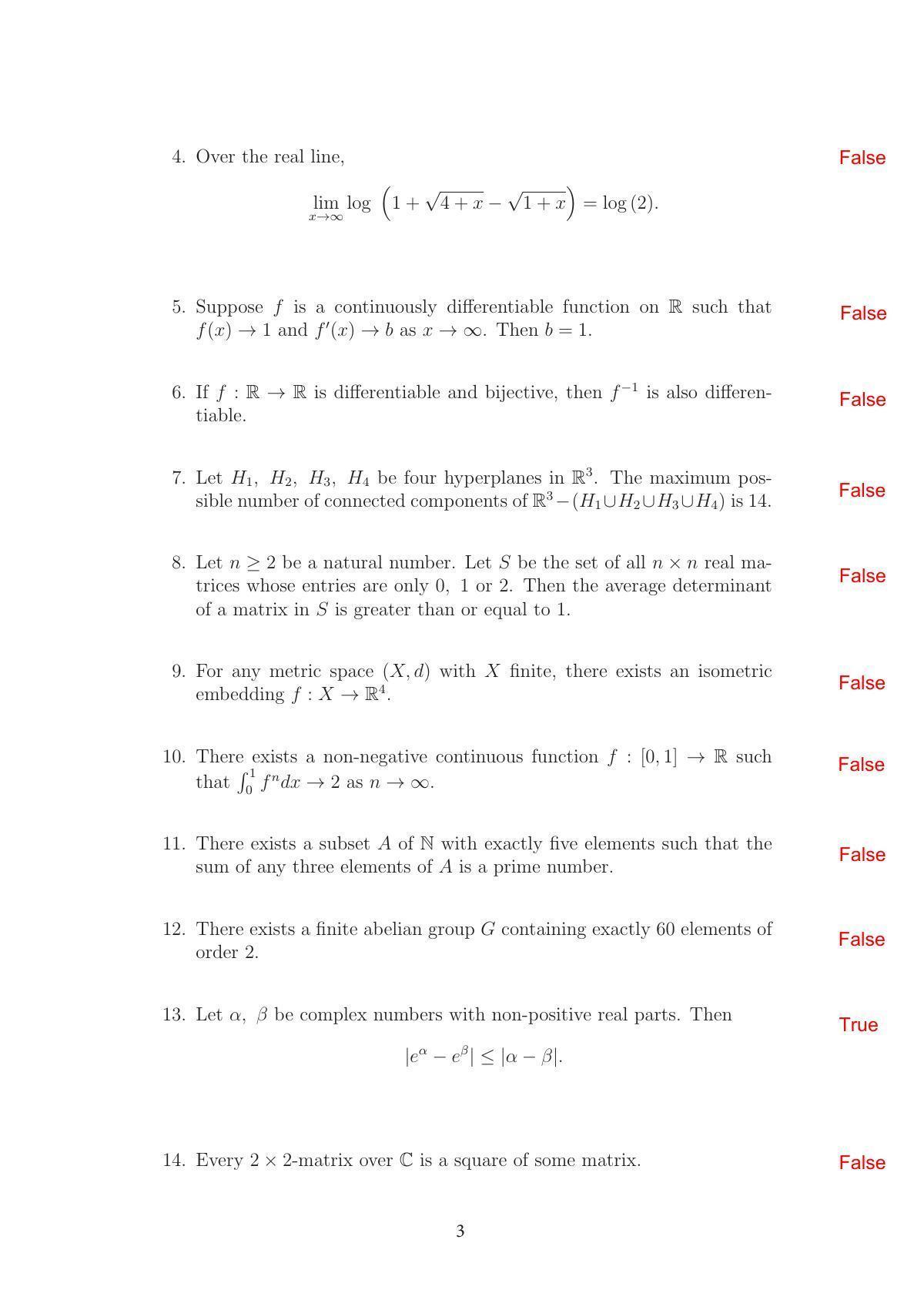 TIFR GS 2017 Mathematics Question Paper - Page 3