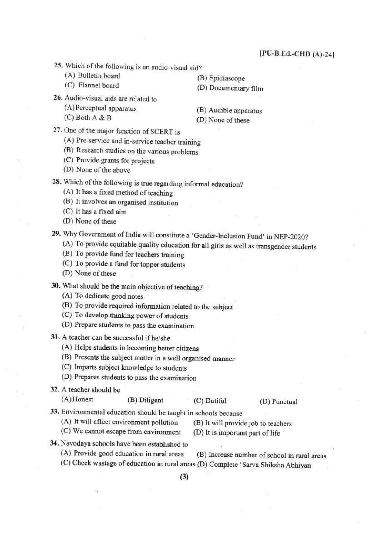 Chandigarh B.Ed 2024 Question Paper - Page 4