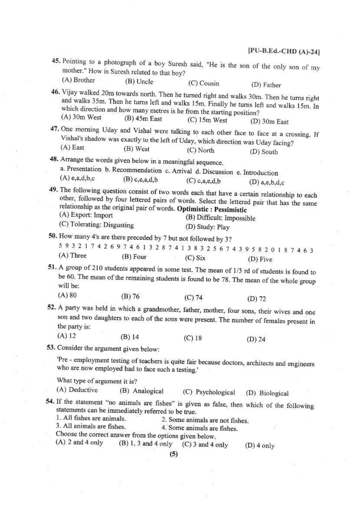 Chandigarh B.Ed 2024 Question Paper - Page 6