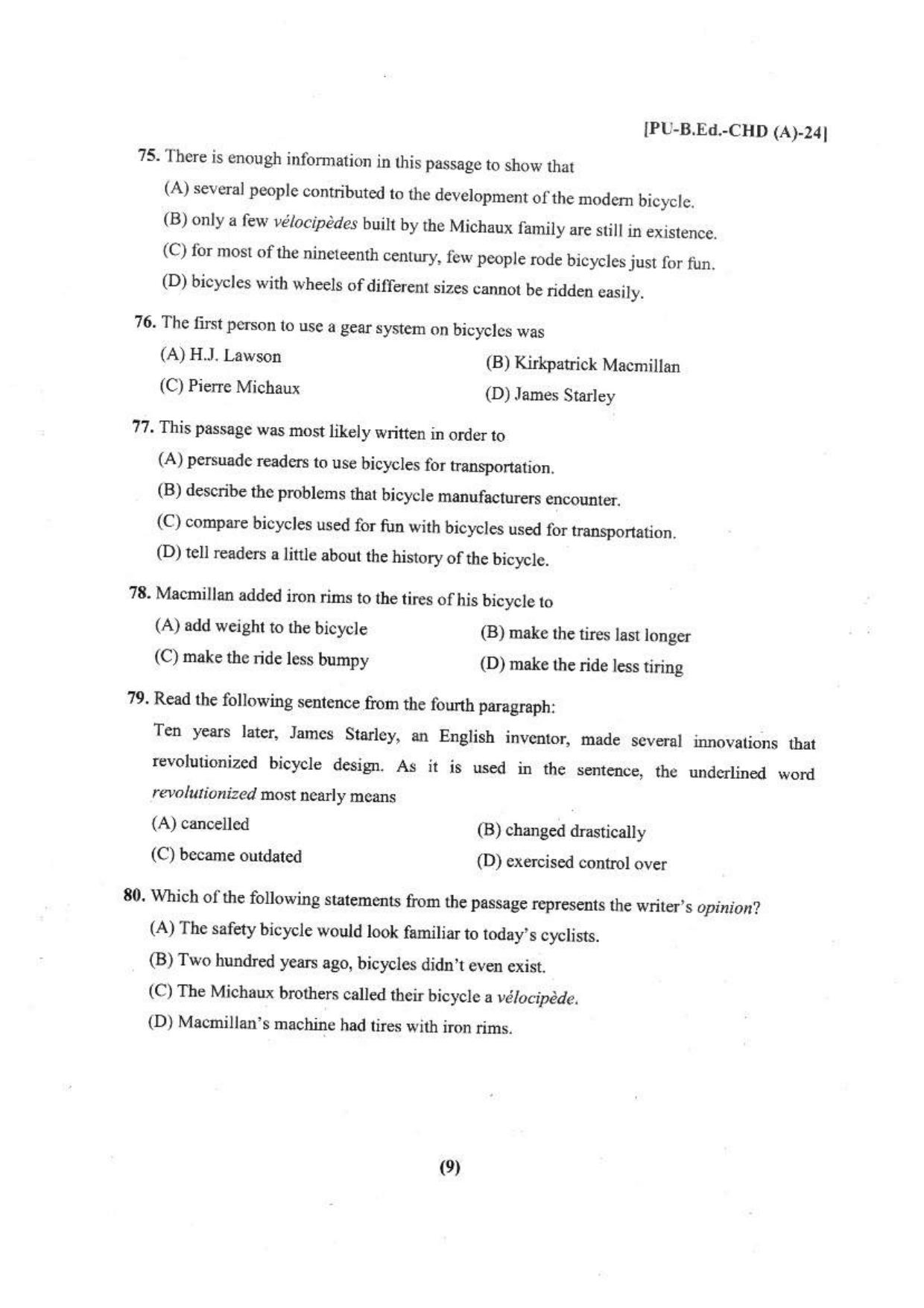 Chandigarh B.Ed 2024 Question Paper - Page 10