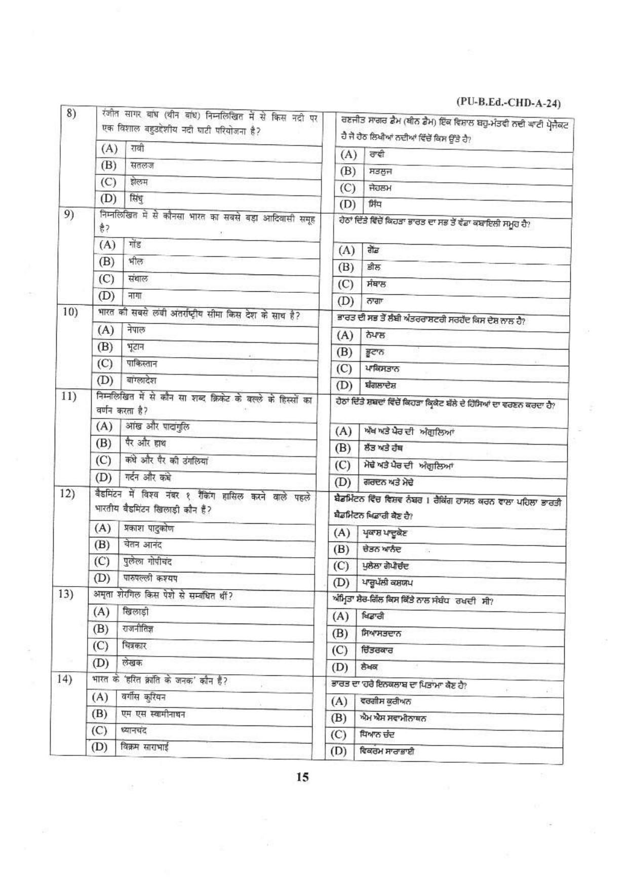 Chandigarh B.Ed 2024 Question Paper - Page 16