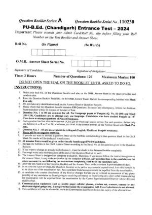Chandigarh B.Ed 2024 Question Paper