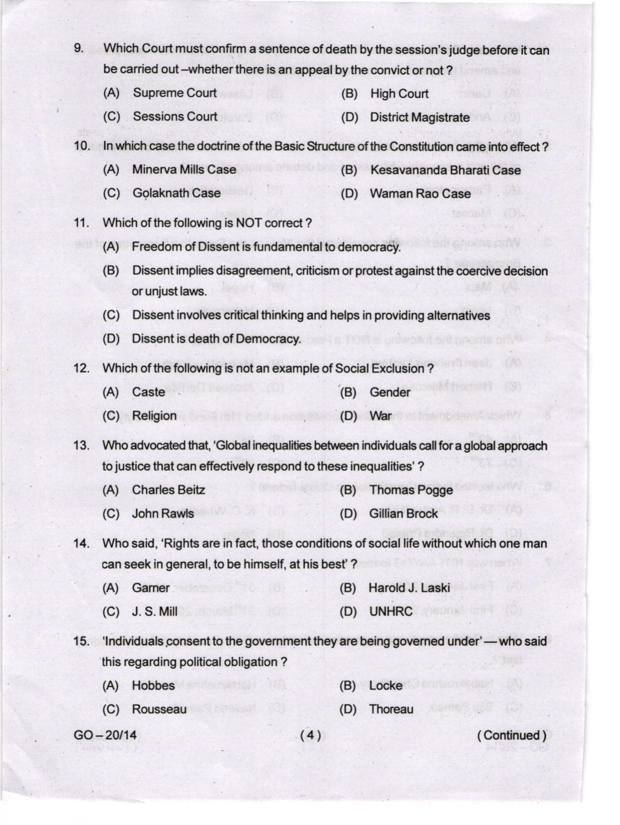 Odisha CPET 2024 POLITICAL SCIENCE Question Papers - Page 4