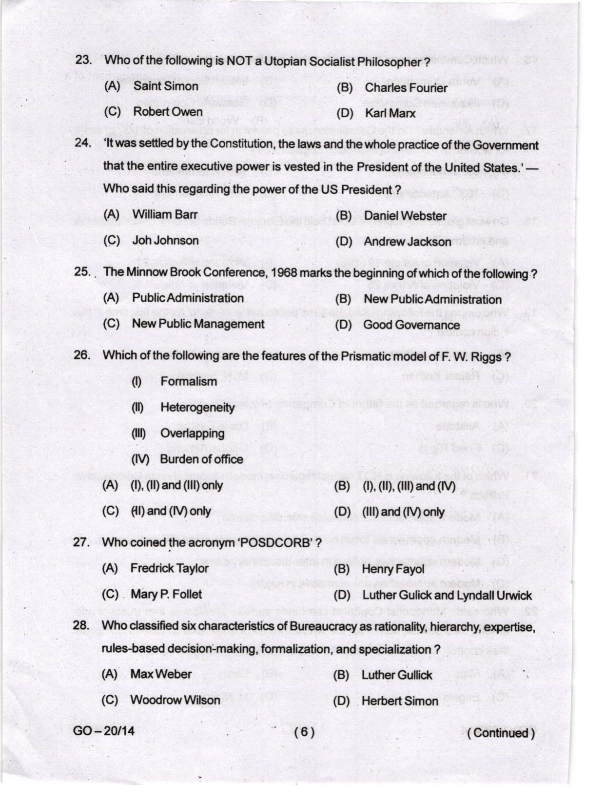 Odisha CPET 2024 POLITICAL SCIENCE Question Papers - Page 6