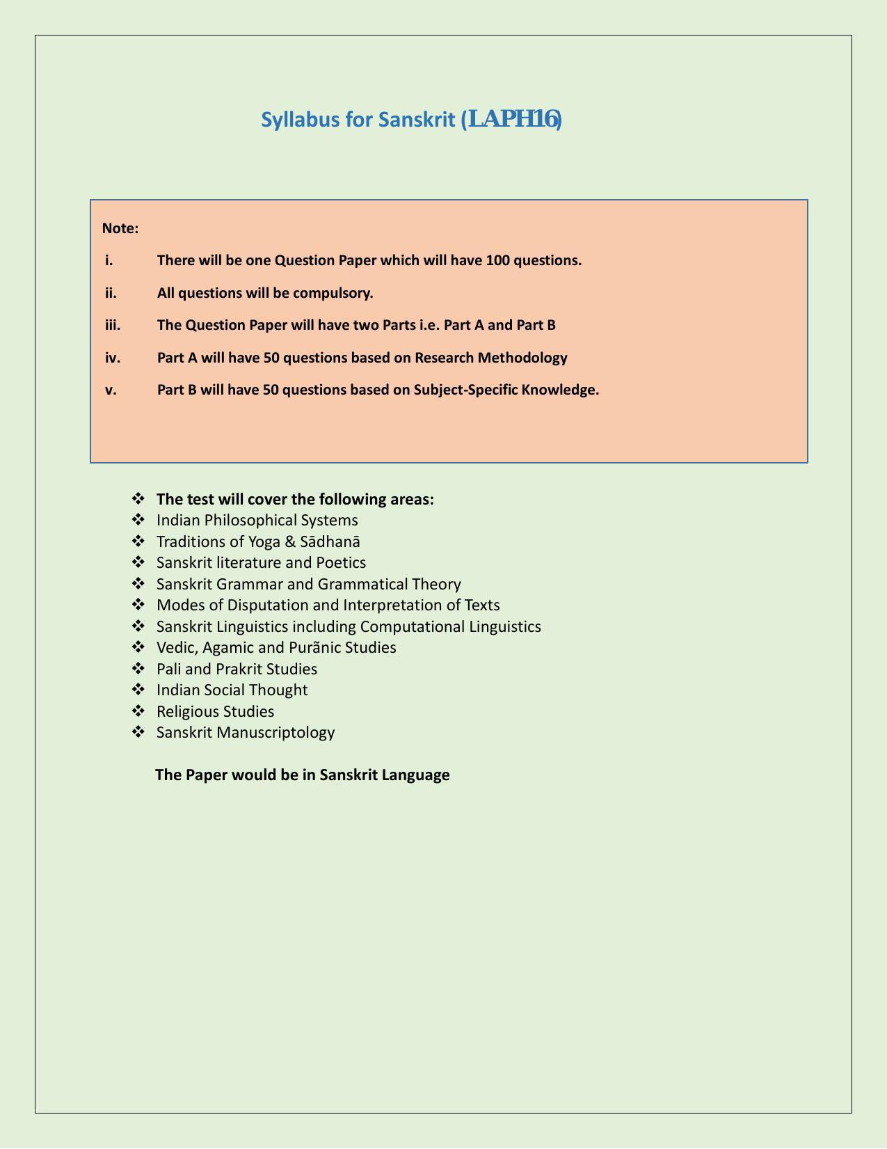 NTA PhD Entrance Exam Sanskrit Syllabus - Page 1