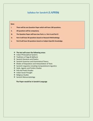 NTA PhD Entrance Exam Sanskrit Syllabus