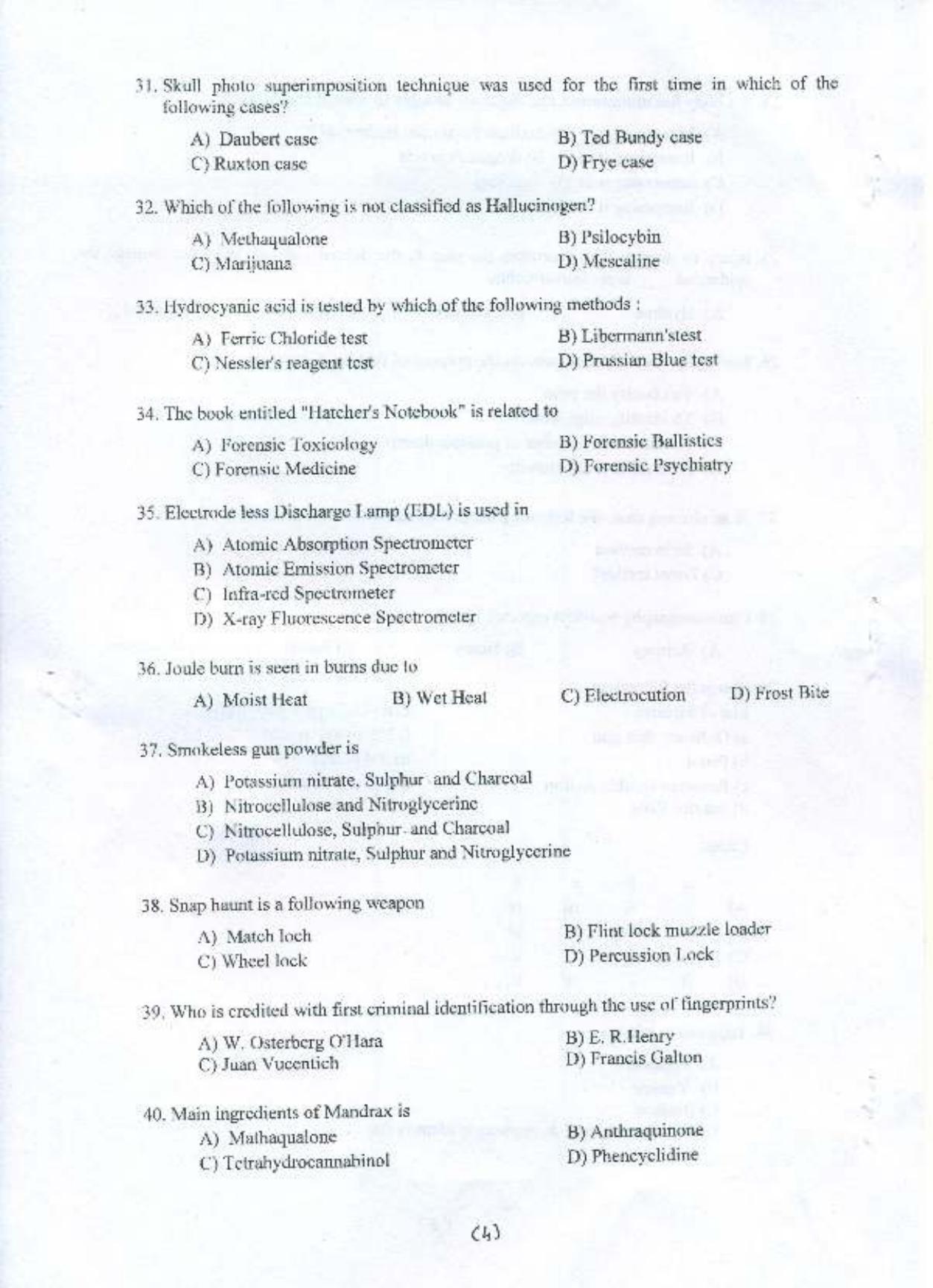 PU MPET Forensic Science and Criminology 2015 Question Paper - Page 5