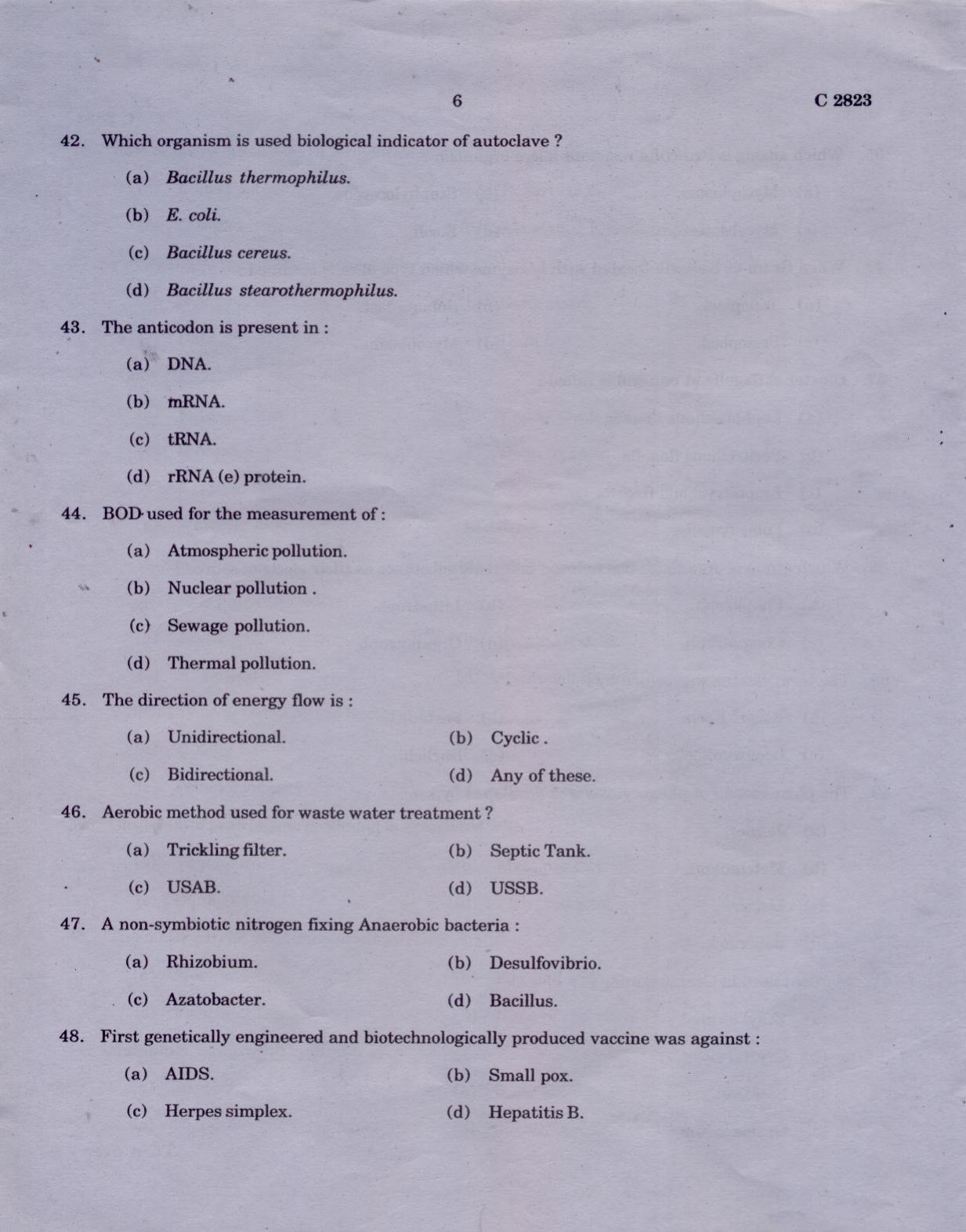 CUCAT 2021 M.Sc Microbiology Question Paper - Page 6